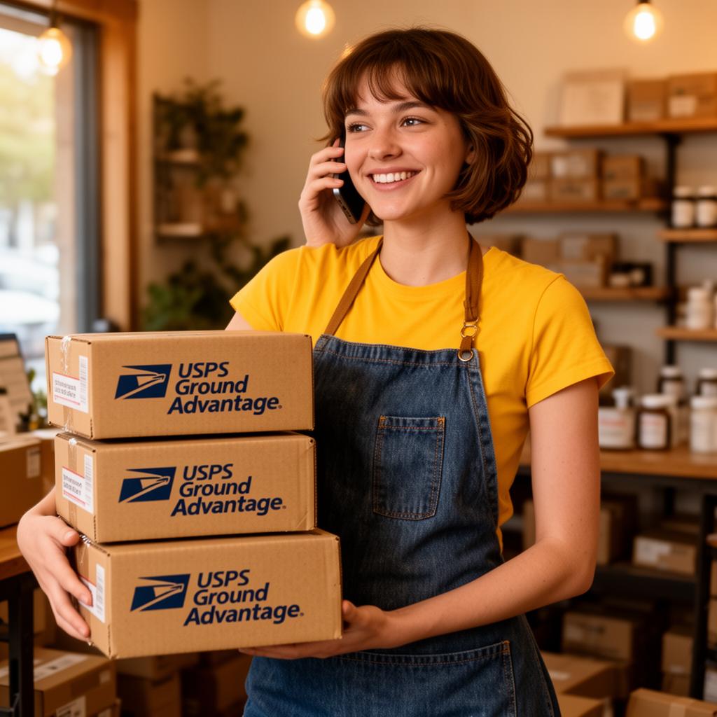 Stack of USPS Ground Advantage packages